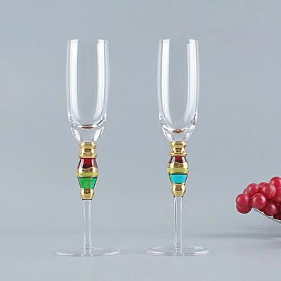 Phnom Penh Champagne Goblet Diamond Crystal Glass Colored Glass Glasses for Drinks Caliz Cup Gold Wine Glasses Set Vintage Cups