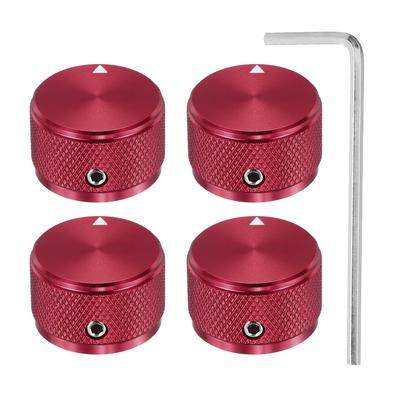 Uxcell Aluminum Potentiometer Universal Volume Tone Control Knob for Guitar and Diamond Red 4-Piece Knob, 1/4" (6mm) Bass, 5/8"