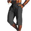 Men's -color Casual Cotton And Linen Loose-fitting Seven-inch Shorts
