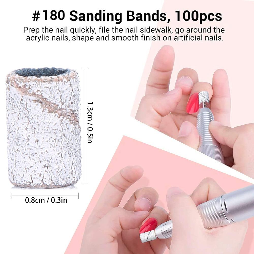 400pcs 80# 120# 180# 240# Grit Nail Art Sanding Bands Nail Drill Sanding Bands  Nail Grinding