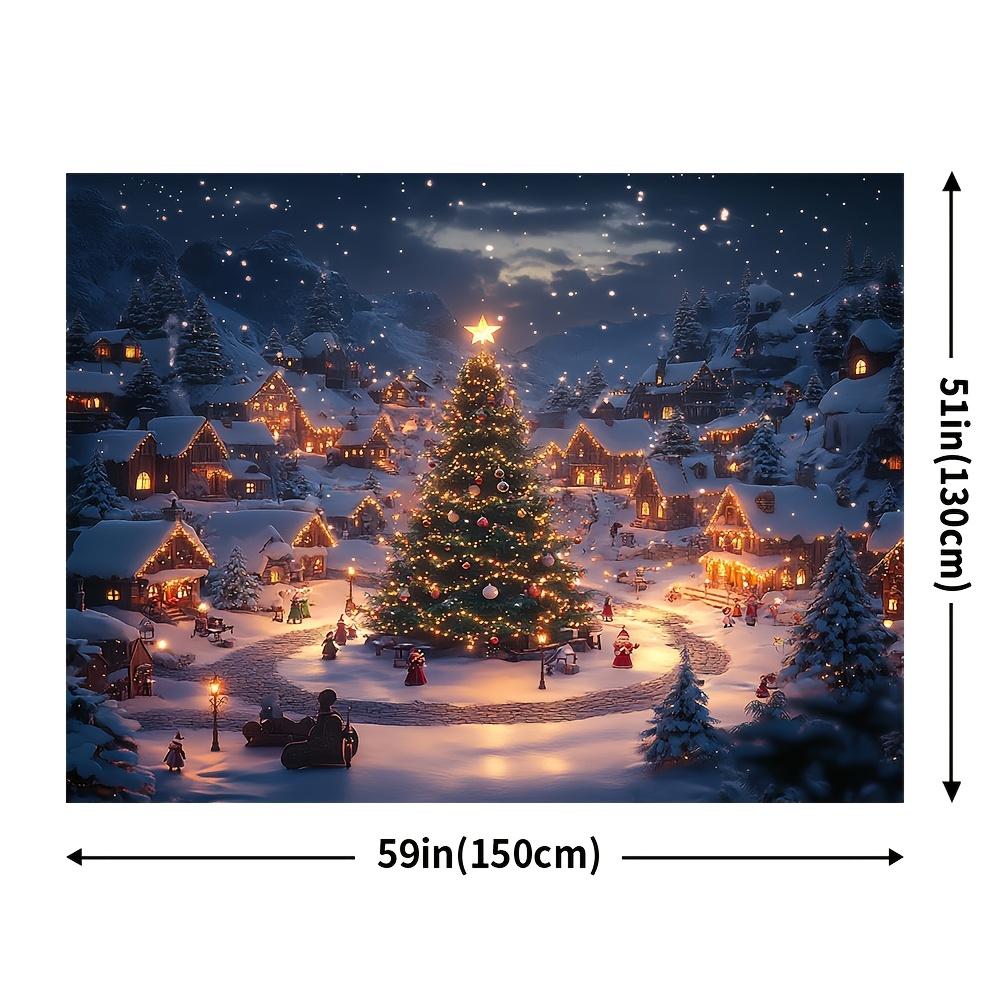 1Pcs Modern Christmas Village Snow Scene Decoration Background Xmas Backdrop Decorations For Photo Studio Photo Booth Party