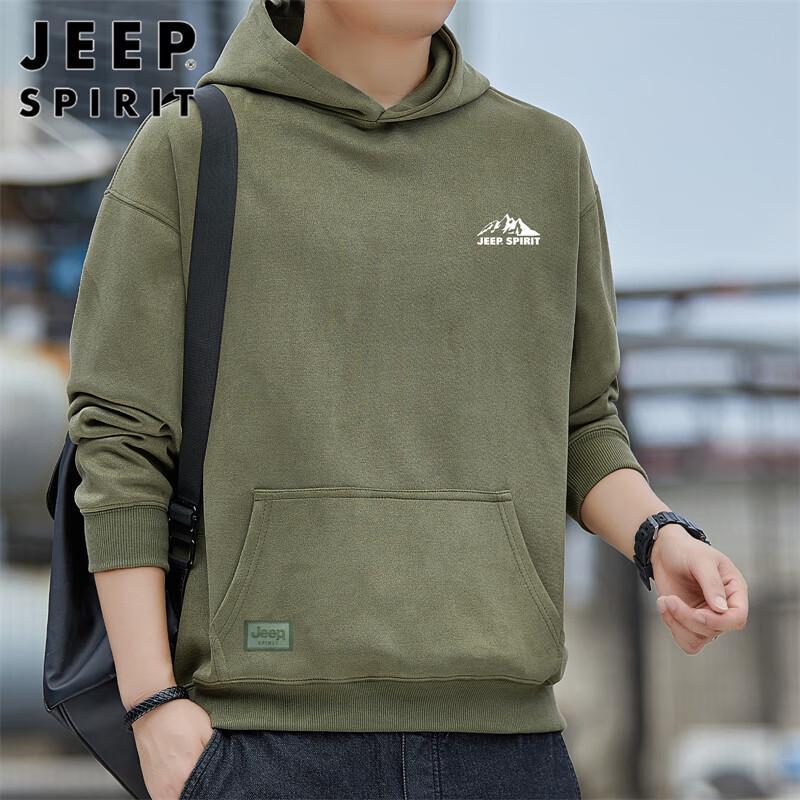 JEEP SPIRIT Men's Spring Loose Hooded Sweatshirt