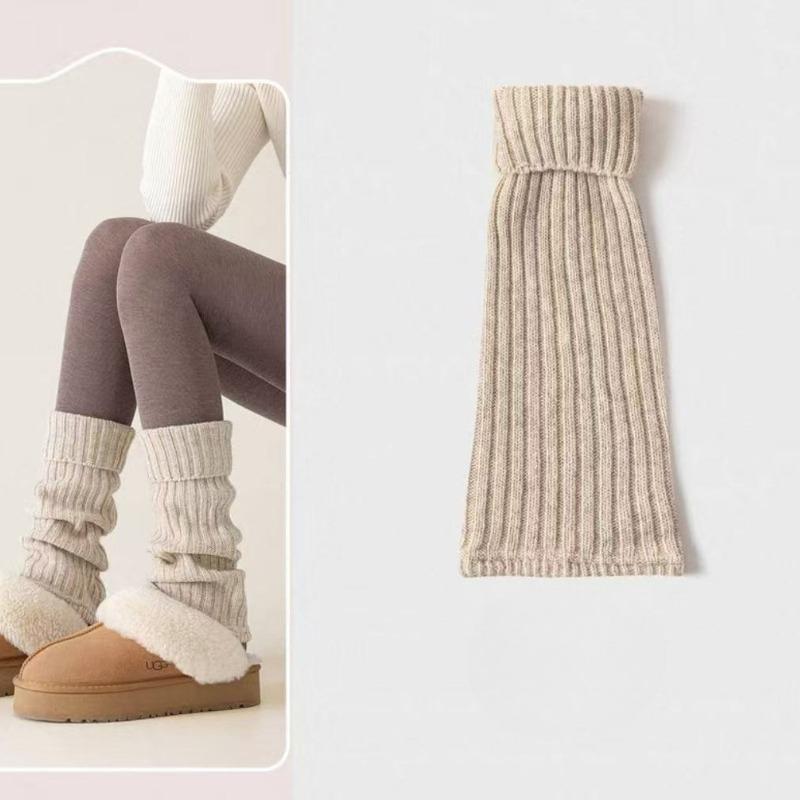 Wool Sock Hoods, White Leg Covers, Slimming Effect. Pair with Boodles Shoes. Winter Thick and Warm Leg Socks.