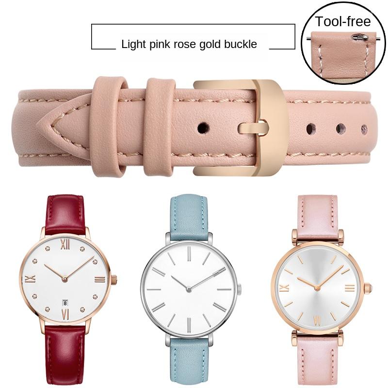 10 12mm 14mm 15mm 16mm 18m Quick Release Strap Women Genuine Leather White Red Pink Blue Cowhide Watch Band Bracelet Accessories