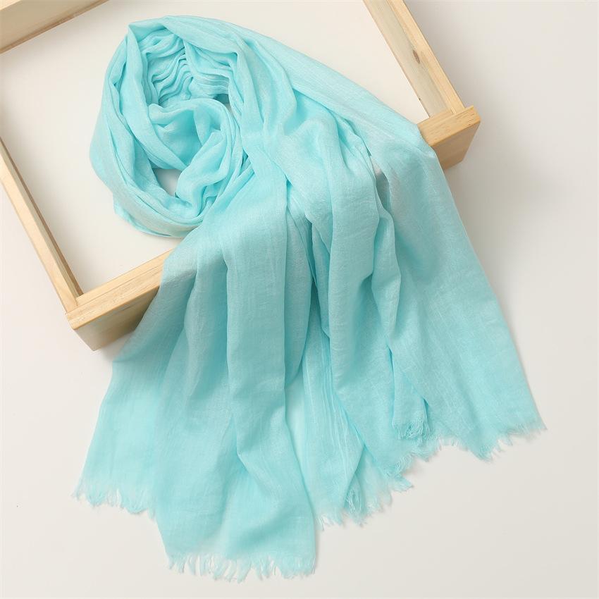 Foreign Trade Silk Scarf Cotton And Linen Headscarf Women'S Spring And Summer Solid Color Japanese And Korean Scarf Sun Protection Warm Shawl Hair