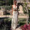 European & American Style Women's V-Neck Halter Camisole and Ruffle Skirt Set