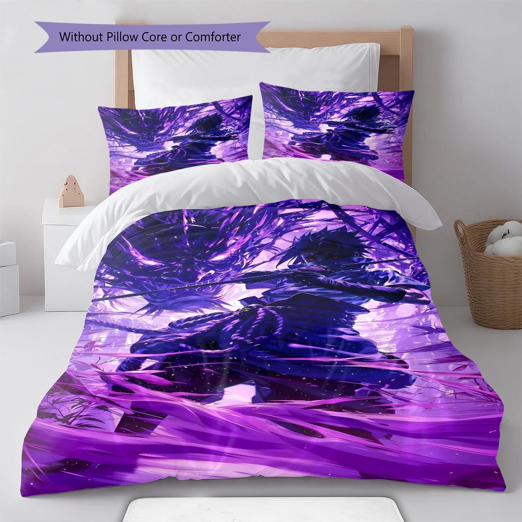 Naruto Flying Action Pose Bedding Set Anime Duvet Cover Polyester Soft Bed Linen Bedroom Set -QJY