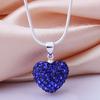 Women Rhinestone Inlaid Necklace Pendant Alloy Love Heart Chain Necklace Jewelry for Party
