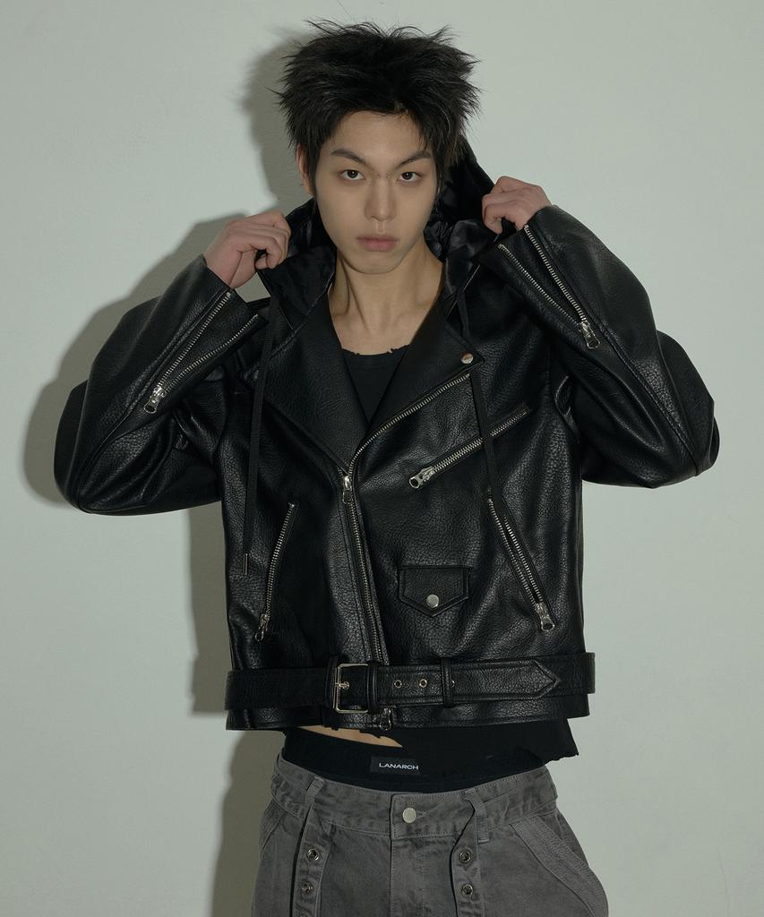 Lanarchive [0080] Stella Hooded Rider Jacket - Black