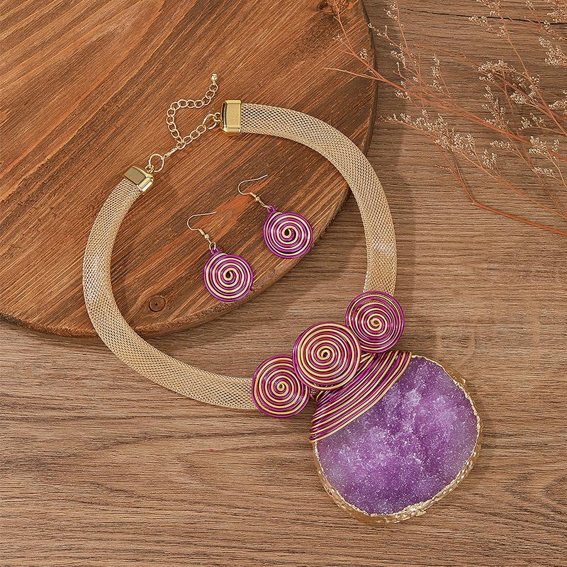 African Colorful Crystal Rhinestone Jewelry Necklace Earrings Set for Women Party Wedding Dress