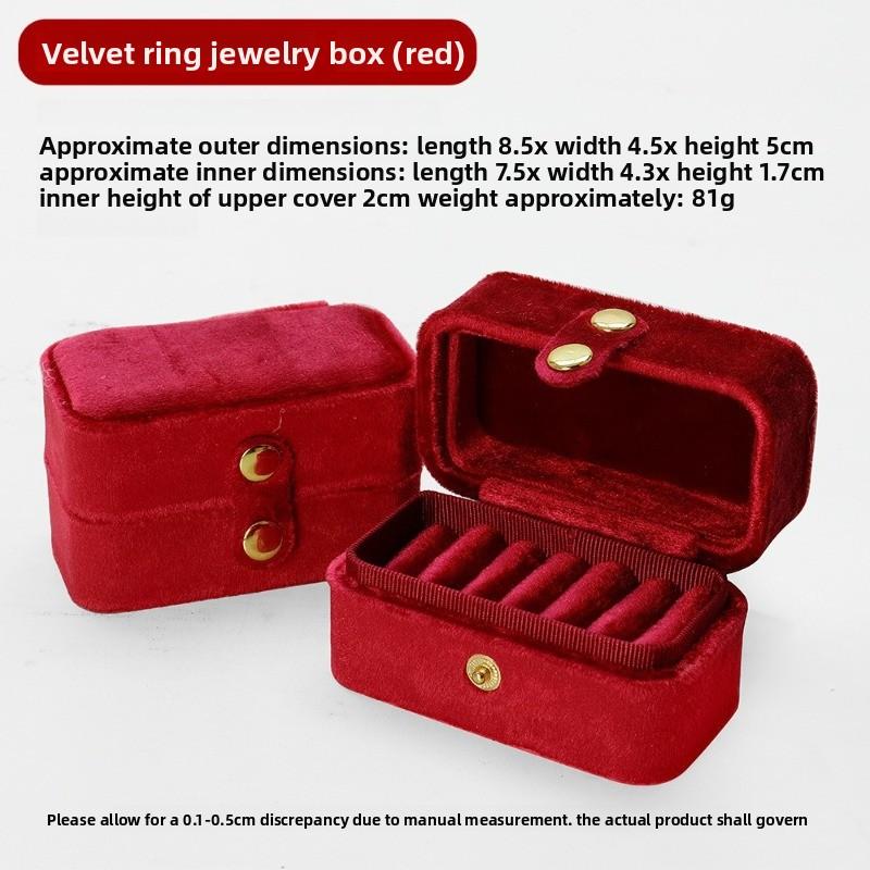 Apricot velvet multi-slot ring box jewelry box earring jewelry box velvet multi-slot red ring box*8.5*4.5*5cm