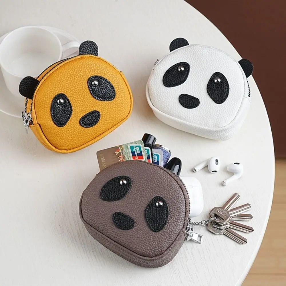 Solid Color Creative Panda Wallet Mini Small Item Bag Casual Zipper Coin Purse  Men