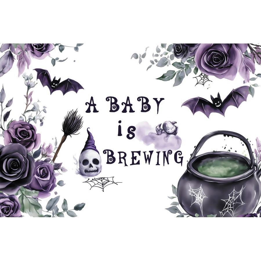 Halloween Decorations Baby Shower Backdrop A Baby Is Brewing Ghost Witch Cauldron Floral For Photo Studio Halloween Party Decor
