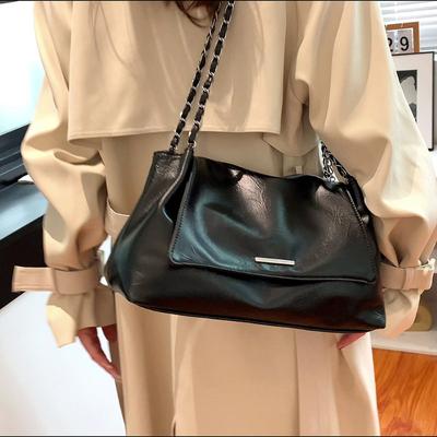 High-End Large Capacity Solid Color Bag Fashion New Shoulder Bag Texture All-Matching Autumn Winter Chain Crossbody Commute Pack