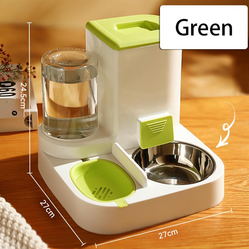 Pet Cat Bowl Automatic Feeder Water Dispenser Dog Cat Food Bowl with Drinking Raised Stand Double Dish Bowls for Cats Dogs Pet