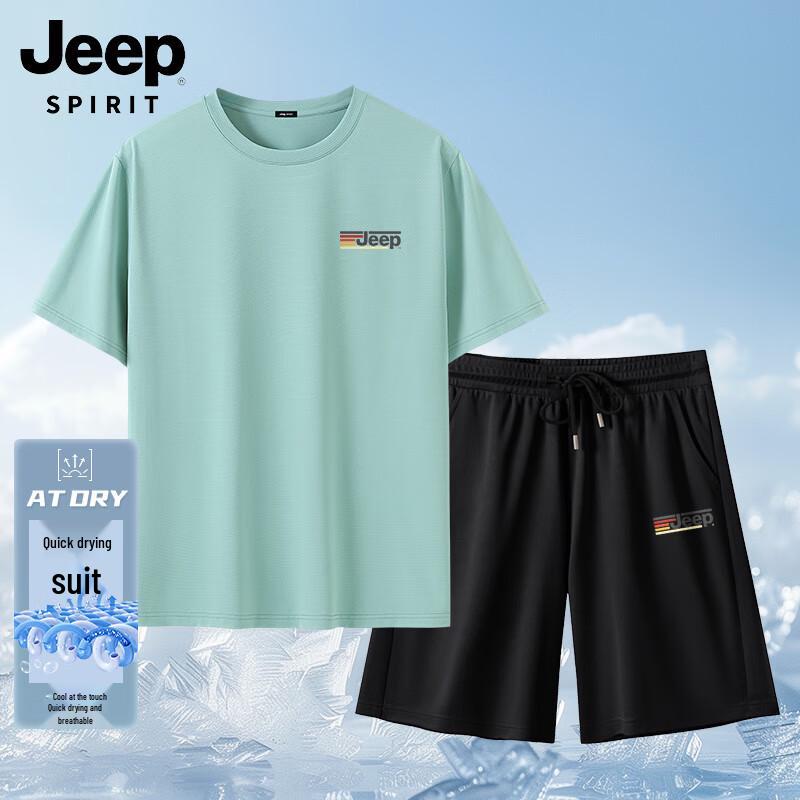 

JEEP SPIRIT Men s Ice Silk Quick-Dry T-Shirt & Shorts Set 4XL