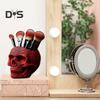 Makeup Brush Holder Skull Shape Large Capacity Makeup Brush Container Sturdy Resin Construction Storage Organizer