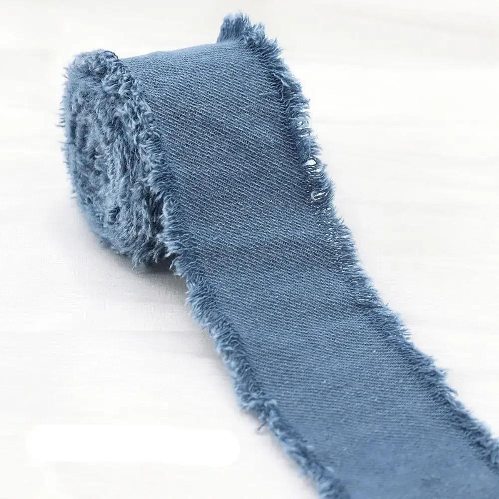 1,5 Yards Jeansband Blau Cowboy Unifarben Handgemacht Fransen Seidenband Haarspange Schleifen Jeansstoff Stoff Hochzeitseinladungen