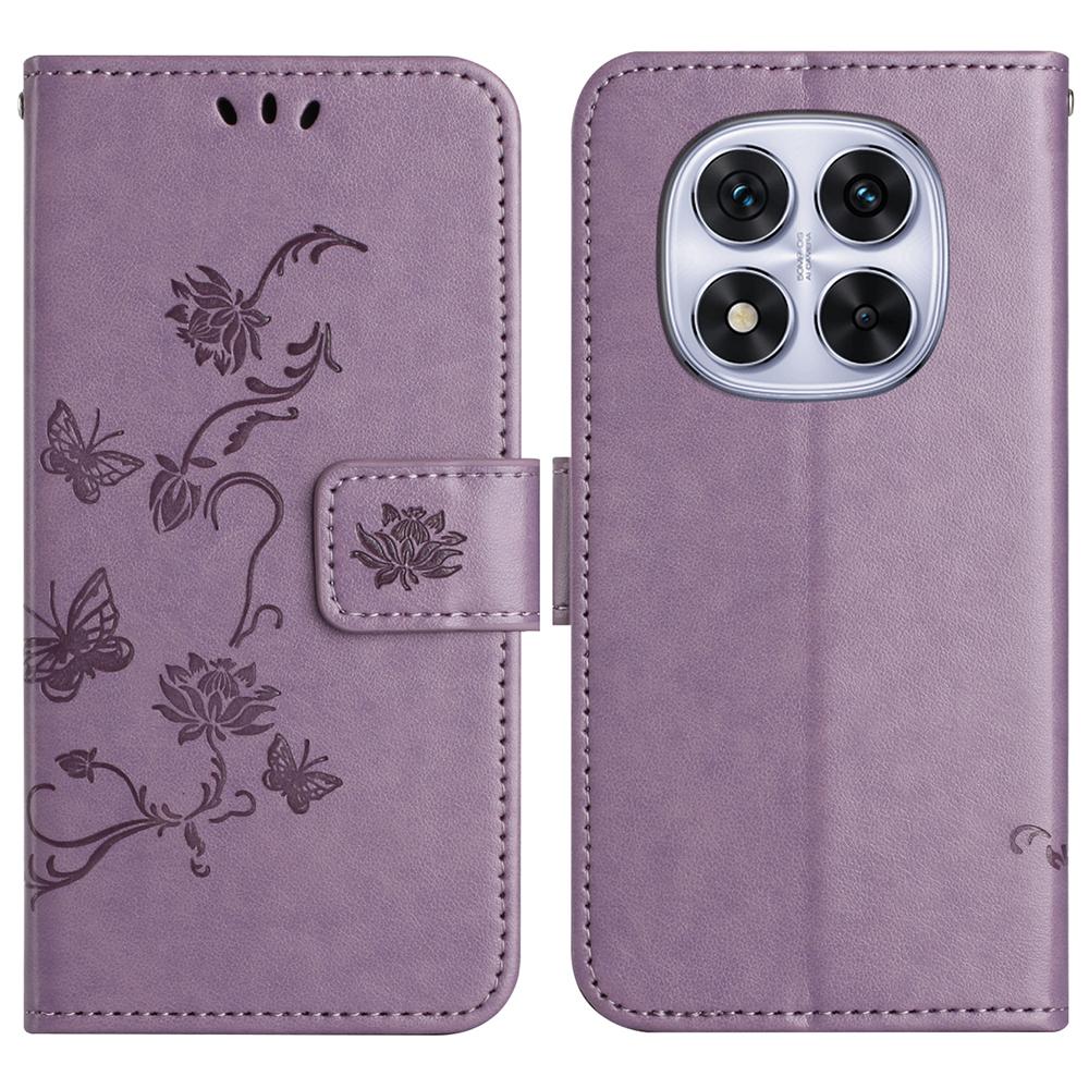 For Xiaomi Redmi Note 14 Pro+ 5G/Note 14 Pro 5G/Poco X7 5G Case Wallet Stand Imprinted Butterfly Flower PU Leather Phone Cover