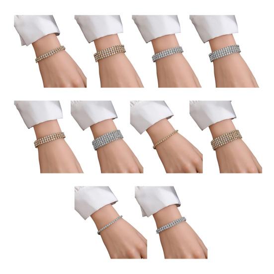 Women Bracelet Multi-row Sparkling Rhinestones Wristband Waterproof Nickel-Free Wristwear Minimalist Design Versatile Bracelet Jewelry Piece