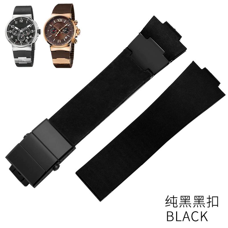 Rubber wristwatch strap silicone wristwatch strap with Ulysse Nardin blue black brown 25 * 12mm  men  tools watchband 22-20mm