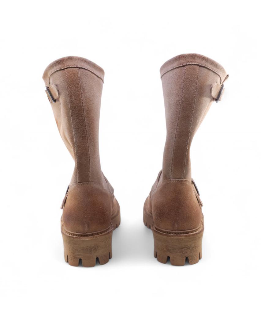 Yase 6.5Cm Feather Commando Sole Suede Engineer Boots Sand