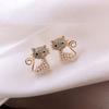 Cute Animal Stud Earrings For Women Cat Simulated Pearl Earring Kitten Horse Bird Rhinestone Earring Party Birthday Jewelry