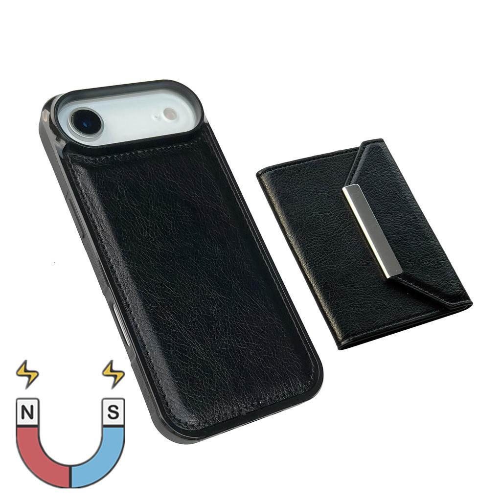 For iPhone Air Case Card Bag Kickstand TPU+PU Phone Cover