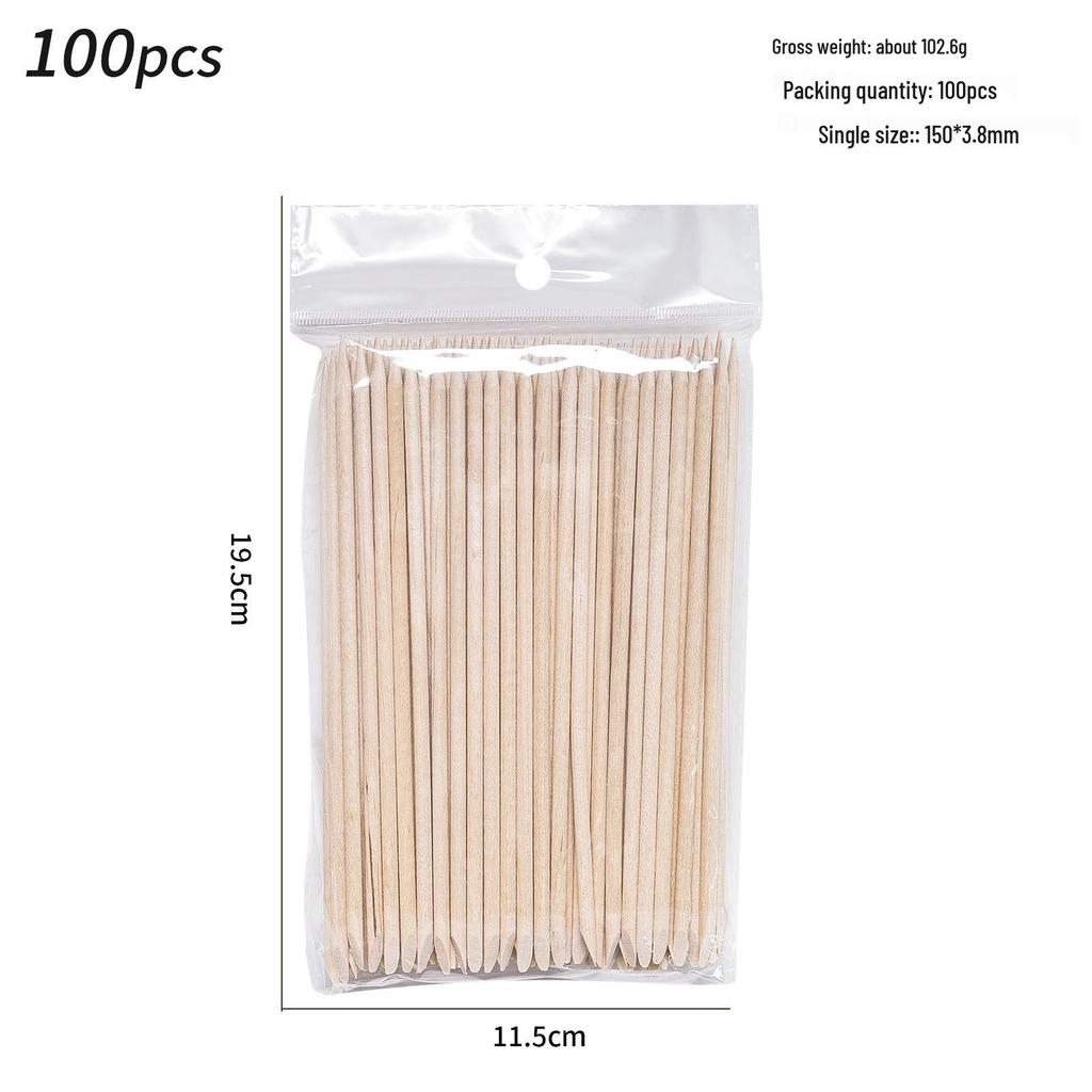Nail Art Wood Sticks: Dotting, Cuticle Pusher, and Nail Remover with Pointed and Slanted Ends