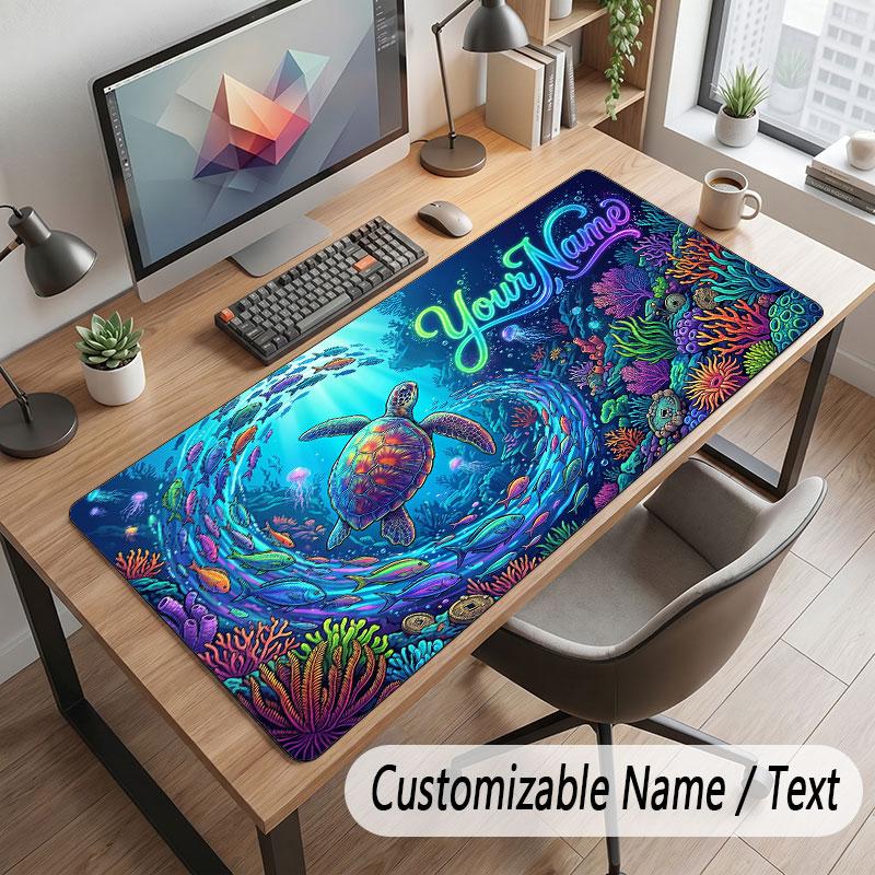 Octopus Sea Life Theme Customized Mouse Pad Personalized Print Name Text Desk Mat For Home Office Table Decor