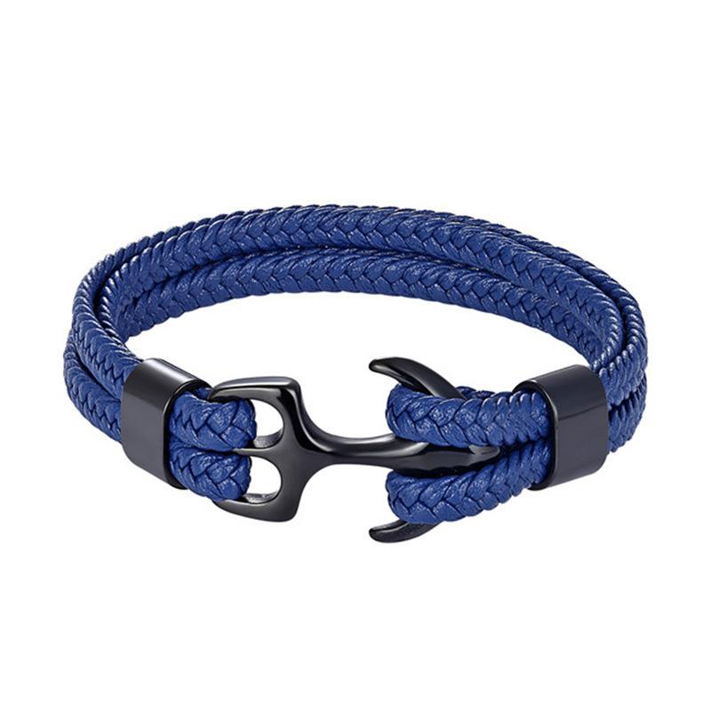 2026 Men's Anchor Bracelet Vintage Woven Leather Rope Multilayer Leather Bracelet