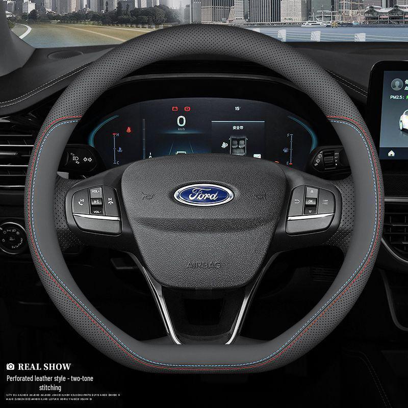 Universal All-Season Steering Wheel Cover for Ford Models: Edge, Escort, Escape, EcoSport, Taurus, Kuga, Mondeo, and Focus.
