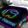 1PC Among Us Custom Name Patterned Flannel Blanket Suitable For All Seasons for Home Decor Warmth and Comfort Gifts Holiday Present