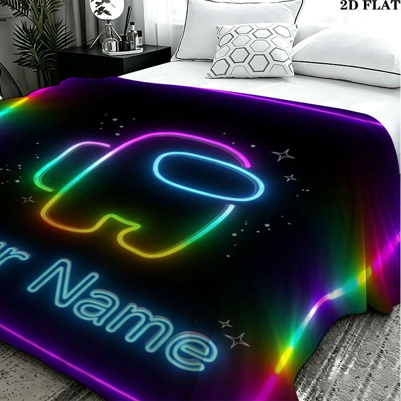 1PC Among Us Custom Name Patterned Flannel Blanket Suitable For All Seasons for Home Decor Warmth and Comfort Gifts Holiday Present