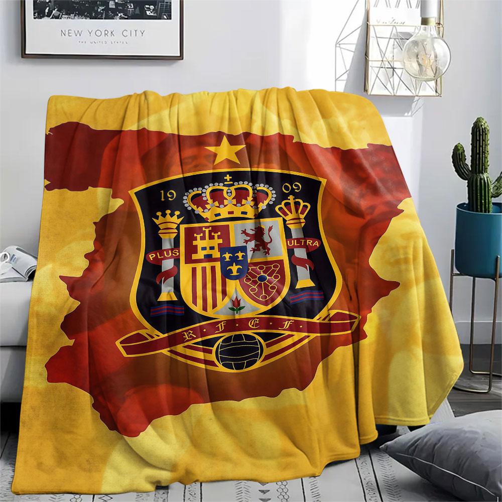 1PC Spain National Football Team Patterned Flannel Blanket Suitable For All Seasons for Home Decor Warmth and Comfort Gifts Holiday Present