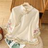 Women's Shirt Spring Autumn Embroidery Cotton and Linen Ladies Blouse Korean Version Lady Retro Tops