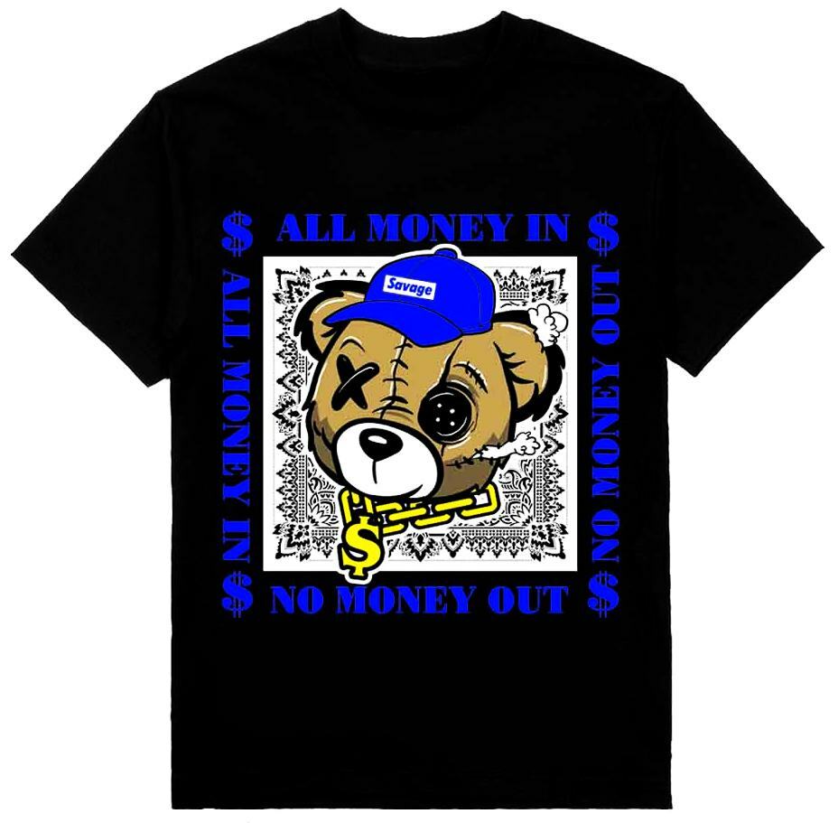 The Bear Hip Hop Mens Heavyweight T-Shirt All Money In No Money Out Shaka Wear Unisex T-Shirt L