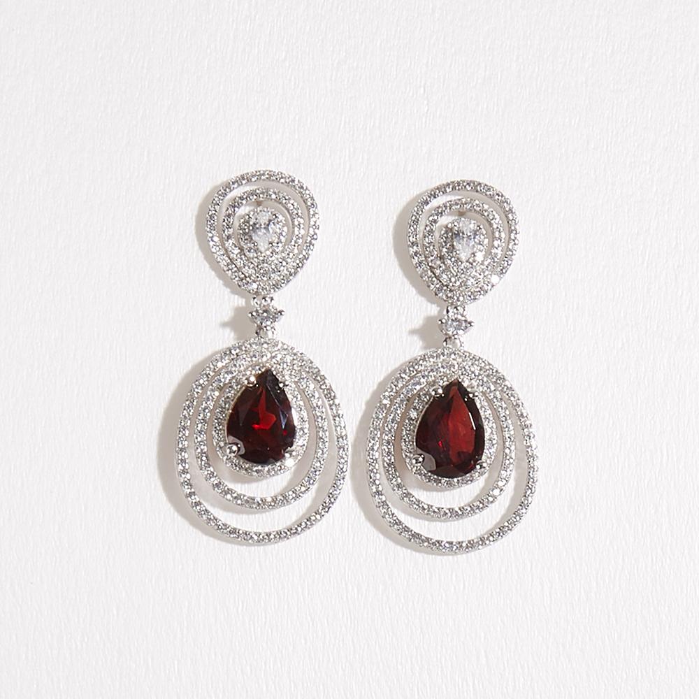 Fine Jewelry Gorgeous Design Sterling Silver 925 Natural Red Garnet Earrings Lady Anniversary Banquet Gift