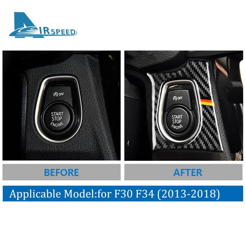 Real Soft Carbon Fiber For BMW F30 320i F34 GT 3 Series 2013-2018 M3 F80 2014 2015-2018 Car Start Engine Button Frame Sticker