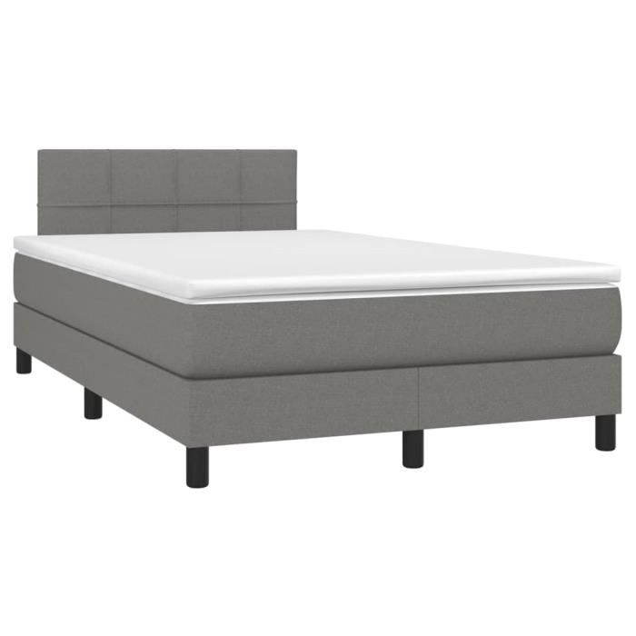 3140042 vidaXL Lit à sommier tapissier avec matelas Gris foncé 120x200cm Tissu