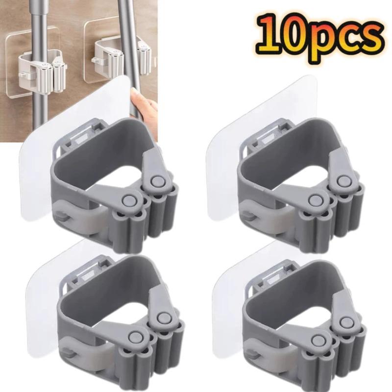 Mop Storage Storage Rack Bathroom Suction Hanging Pipe Traceless Mop Clip Broom Hanger Wall-Mounted Waterproof Mop Rack