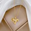Hip Hop Zircon Horse Pendant Necklace for Women Men Stainless Steel Chain Jewelry Accessory Gifts