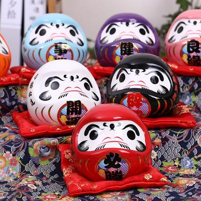 Ceramic Daruma Lucky Cat Piggy Bank Office Fortune Ornament Feng Shui Craft Money Box Home Decoration Gifts