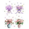 1 Pair Purple Flower Wall Sticker Peel And Stick Wildflower Butterfly Wall Decal Removable