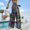 2025 Cross-Border Women's High Waist Color Print Wide-Leg Trousers - Casual, Comfortable, Spring/Autumn Wear