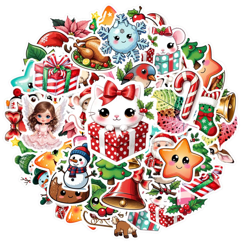 35pcs Festive Snowman Stickers Whimsical Santa Stickers Stationery Stickers For Guitar DIY Skateboard Laptop Luggage