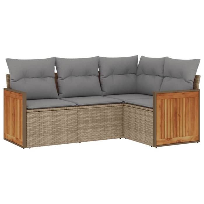 VidaXL Salon de Jardin avec Coussins 4 pcs, Canapés de Terrasse, Ensemble de Meubles de Patio, Mobilier d'Extérieur, Beige 3227613