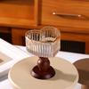 Oujiewang Vintage Heart Glass Goblets with Wooden Base