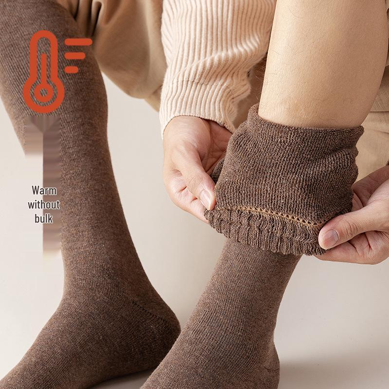 Men's Autumn/Winter Thick Warm Knee-High Cotton Terry Socks - Sweat-Absorbent