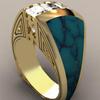 Turquoise Gold-Plated Ring For Women Trend Personality Finger Ring Female Fashion Party